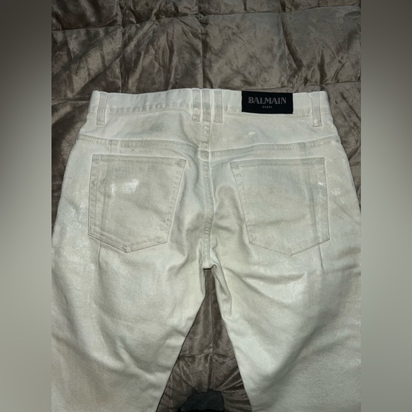 Balmain Reflective White Zipper Slim Jeans - Picture 5 of 8